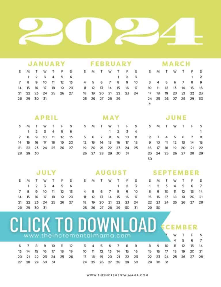 Free Printable 2024 One-Page Yearly Calendars (9 Templates)