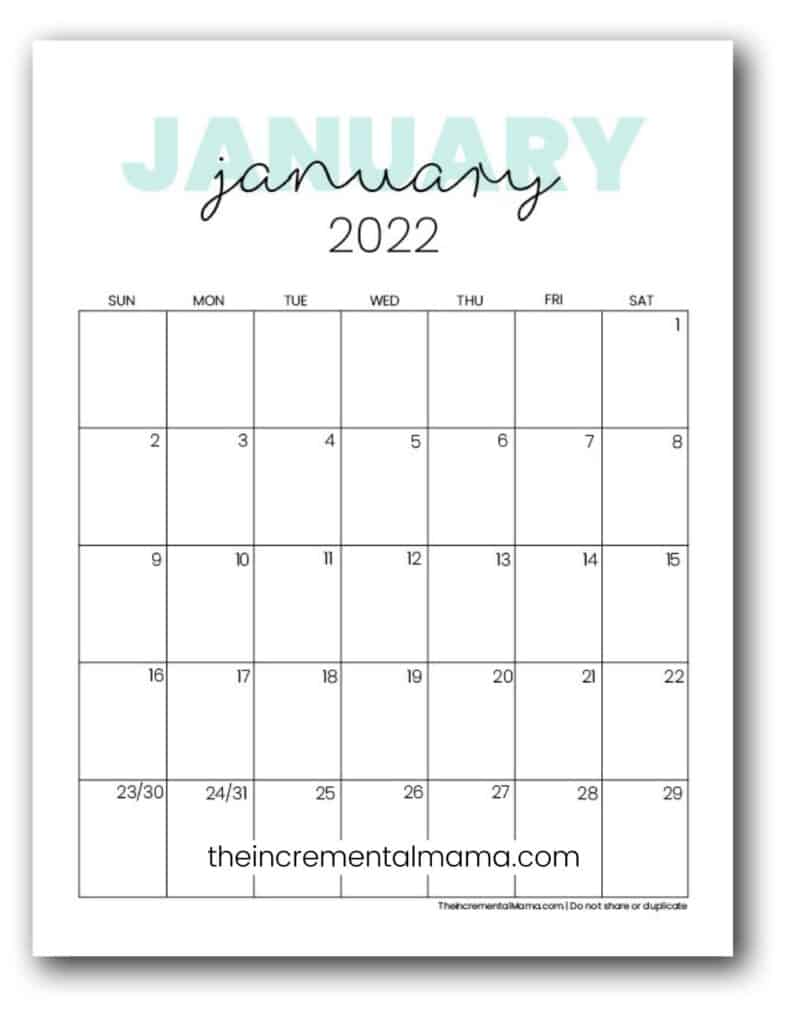 free printable 2022 calendars