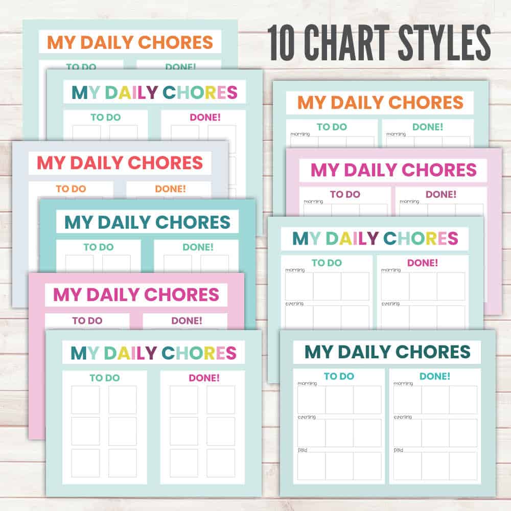 Chore Chart for Kids, Daily/Weekly Editable Chore Charts, To Do List,  Routine