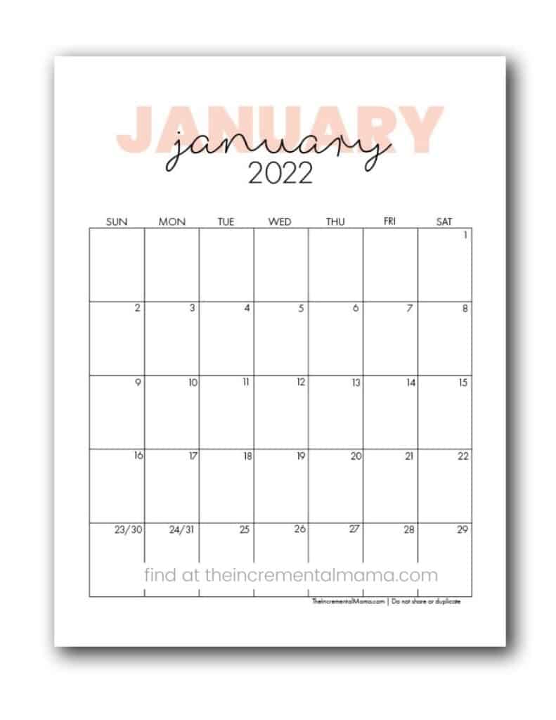 pretty printable calendar template