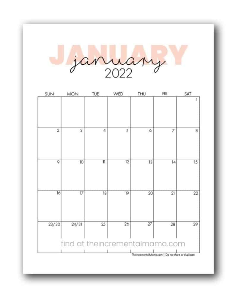 cute printable blank calendar