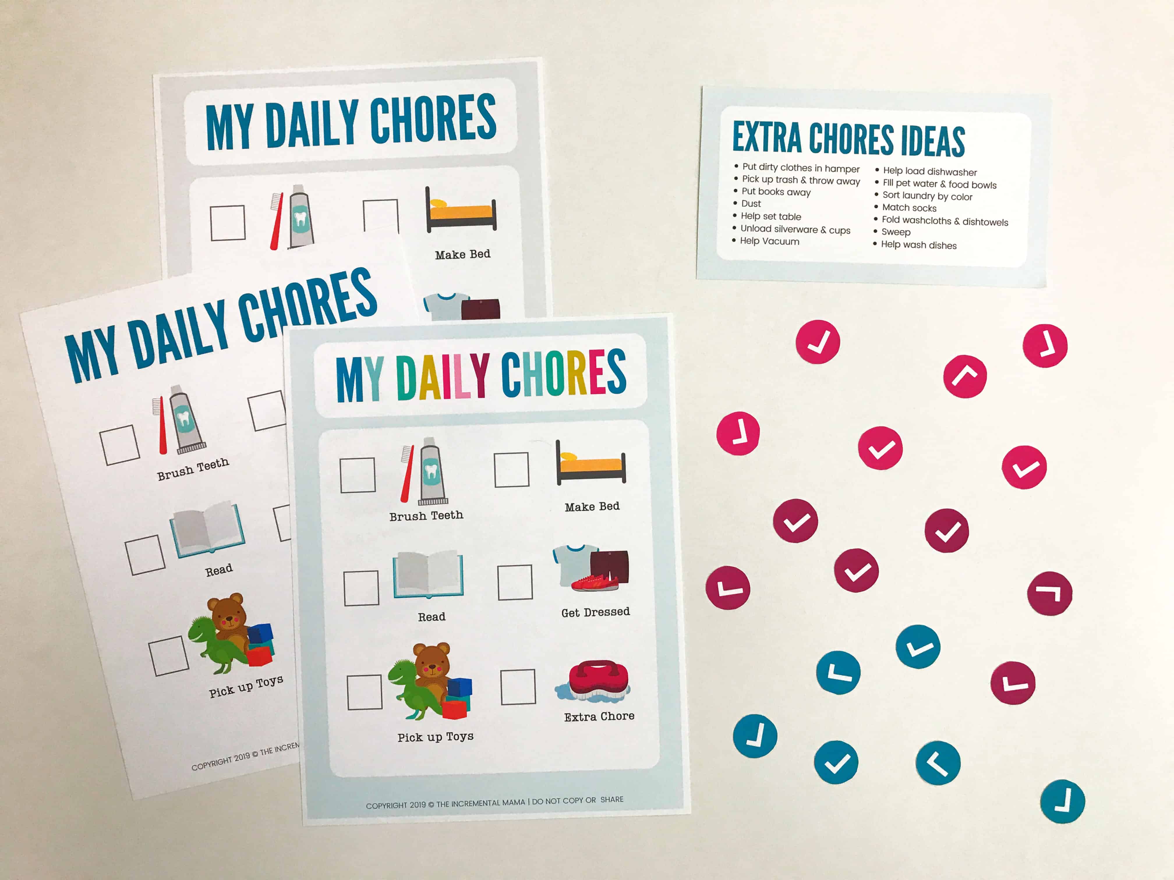 Preschool chore chart with pictures