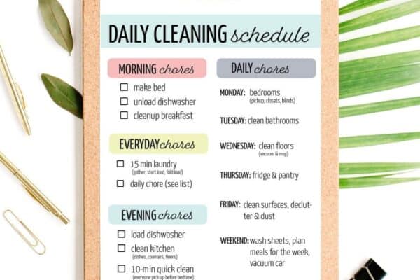 free printable cleaning schedule