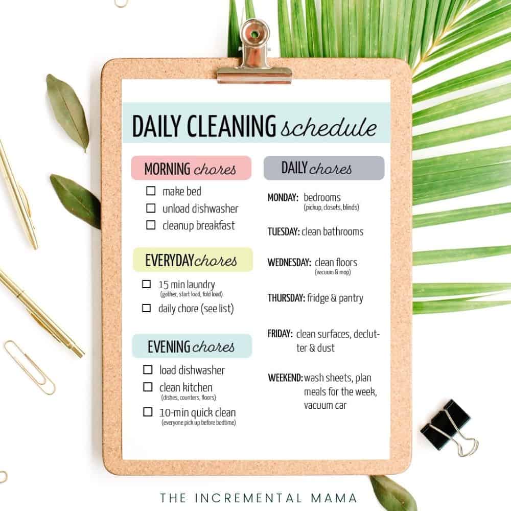 weekly schedule printable working mom