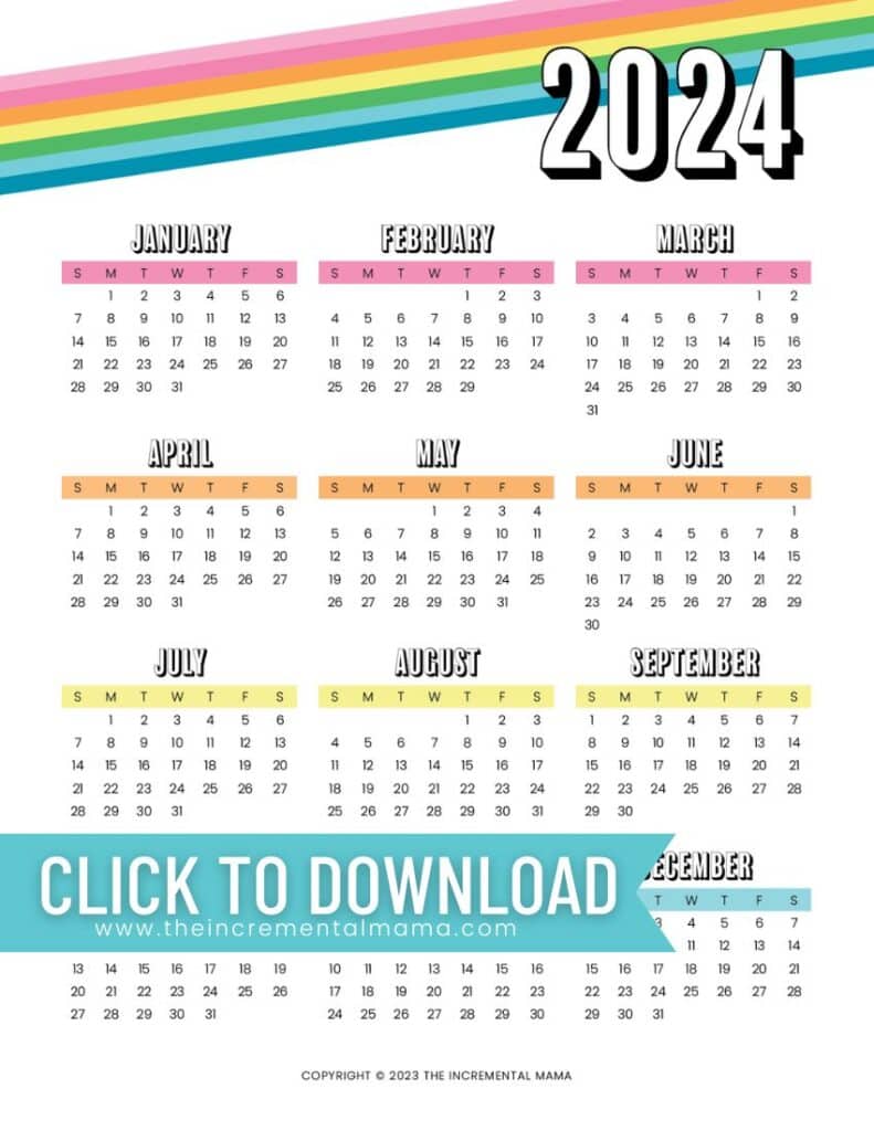 Free Printable 2024 One-Page Yearly Calendars (9 Templates)