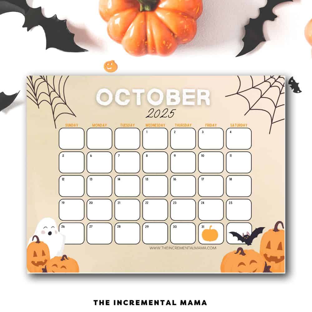 free printable october halloween calendar