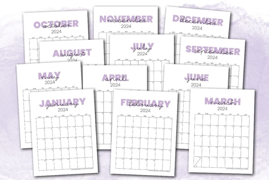 Free 2024 Monthly Calendar Printable Templates - The Incremental Mama