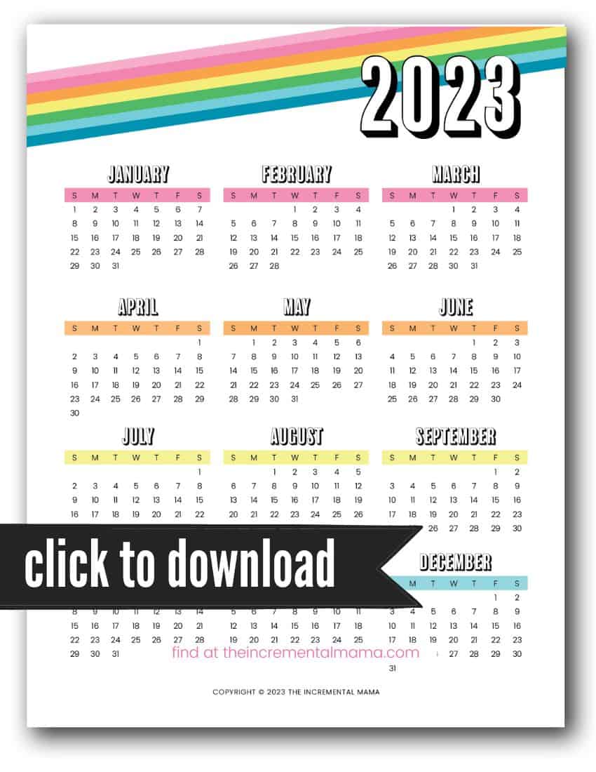 9 Free Printable One-Page Calendars for 2023