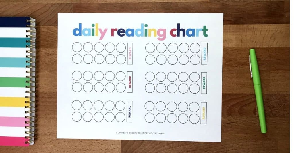 free printable reading reward chart for kids