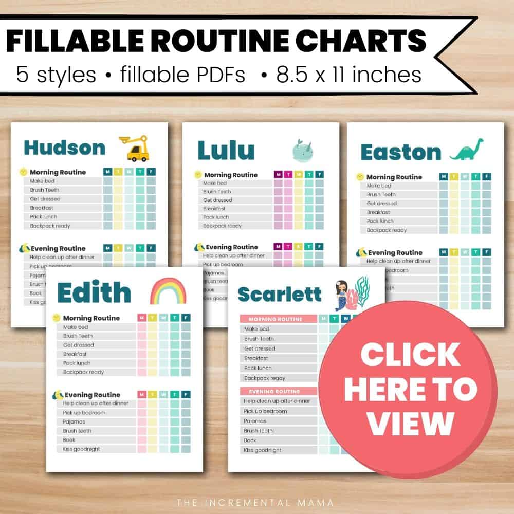 personalized morning & evening routine charts for kids