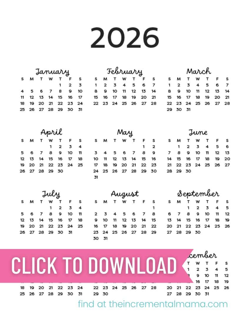 12 Free Printable One-Page Yearly Calendars - 2025, 2026, 2027 - The ...