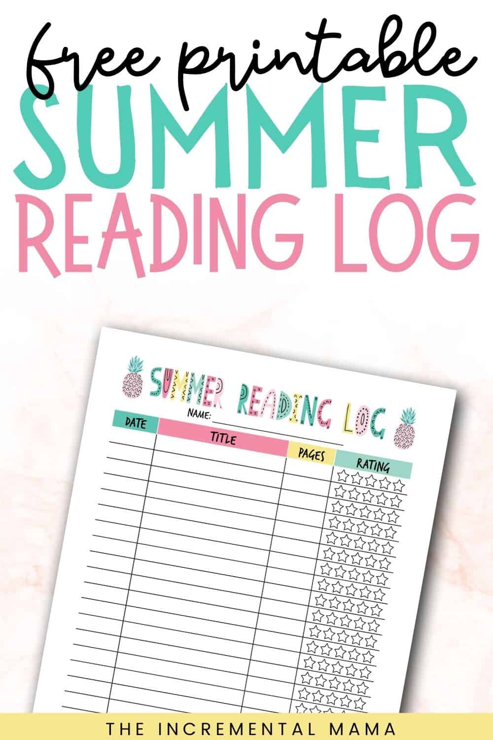 Free Printable Summer Reading Log to Encourage Reading This Summer