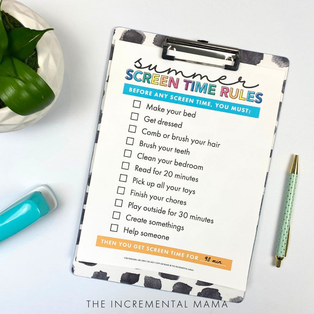 Free Printable Screen Time Checklist Bundle for Kids - The Incremental Mama