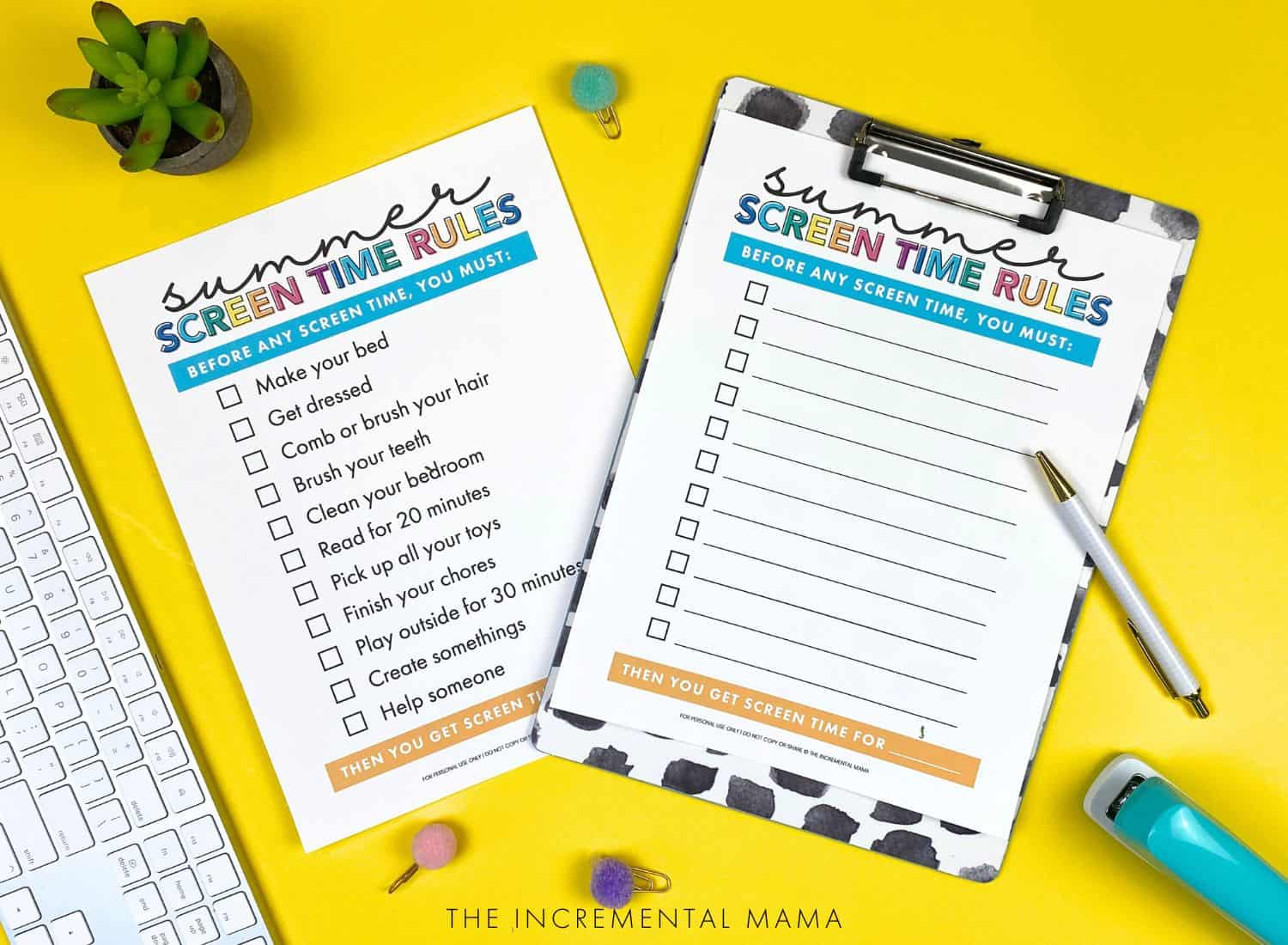 Free Printable Screen Time Checklist Bundle for Kids - The Incremental Mama