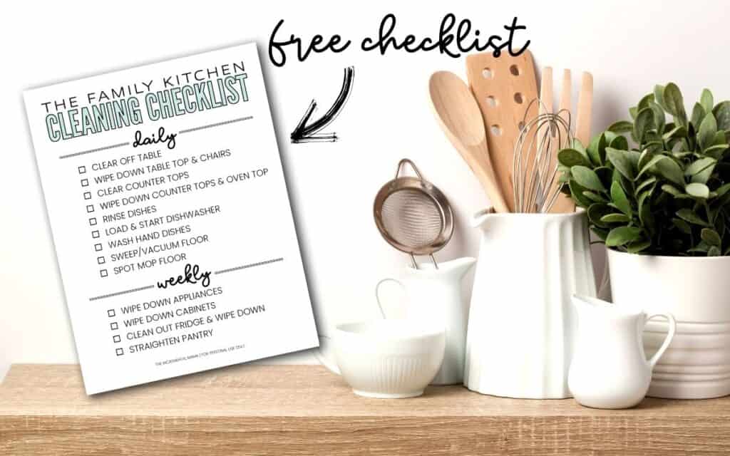 free printable daily kitchen cleaning checklist