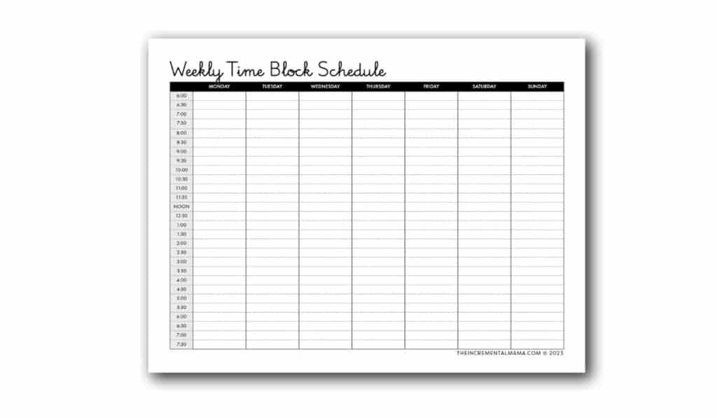 simple time blocking template