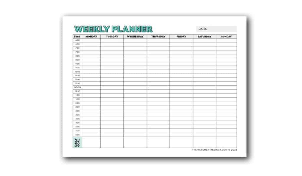 weekly planner with time slots